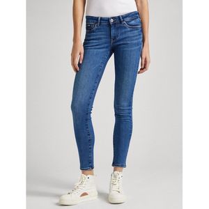 Skinnyjeans, lage taille PEPE JEANS. Denim materiaal. Maten Maat 27 US - Lengte 32. Blauw kleur