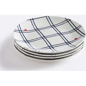 Set van 4 dessertborden in porselein Aline LA REDOUTE INTERIEURS. Zandsteen materiaal. Maten één maat. Blauw kleur