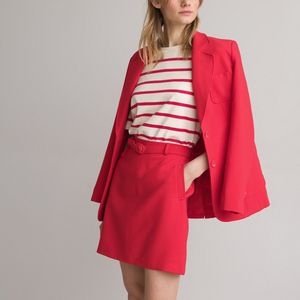 Blazerjasje, recht model LA REDOUTE COLLECTIONS. Polyester materiaal. Maten 38 FR - 36 EU. Rood kleur