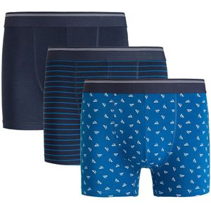 Set van 3 boxershorts in biologisch katoen LA REDOUTE COLLECTIONS. Bio katoen materiaal. Maten XL. Blauw kleur