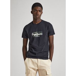 T-shirt slim met korte mouwen en logo PEPE JEANS. Katoen materiaal. Maten XXL. Zwart kleur