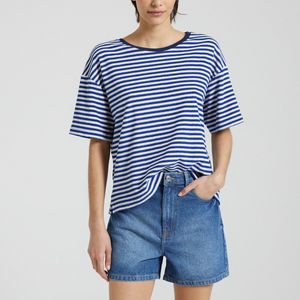 Gestreept T-shirt, boxy PETIT BATEAU. Katoen materiaal. Maten S. Wit kleur