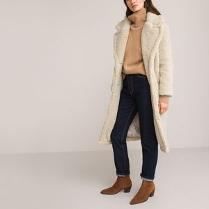 Lange jas in sherpa LA REDOUTE COLLECTIONS. Polyester materiaal. Maten 36 FR - 34 EU. Wit kleur