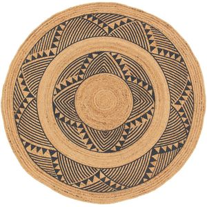 Rond tapijt in jute, Poppy SO'HOME. Jute materiaal. Maten diameter 90 cm. Zwart kleur