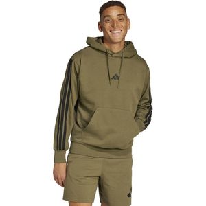 Hoodie in fleece met 3 strepen Essentiel ADIDAS SPORTSWEAR. Katoen materiaal. Maten S. Groen kleur