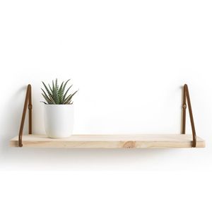 Wandplank in grenen en ijzer metaal L50 cm, Vinto LA REDOUTE INTERIEURS.  materiaal. Maten één maat. Geel kleur