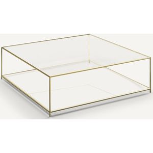 Sybil - Vierkante Salontafel - Goudkleur - Gehard Glas - Verouderd Messing