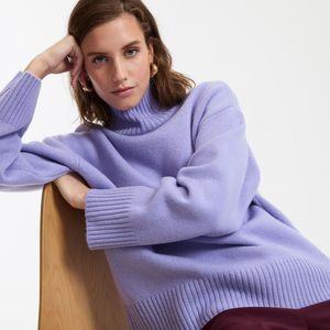Wollen trui met rolkraag, grof tricot LA REDOUTE COLLECTIONS. Wol materiaal. Maten L. Violet kleur
