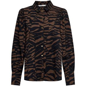 Blouse met lange mouwen, dierenprint ONLY. Viscose materiaal. Maten L. Kastanje kleur