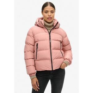 Donsjas met kap Sports Puffer Jacket SUPERDRY. Polyester materiaal. Maten 42 FR - 40 EU. Roze kleur