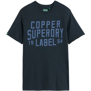 Bedrukt T-shirt met ronde hals SUPERDRY. Katoen materiaal. Maten M. Blauw kleur