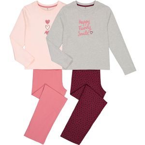 Set van 2 pyjama's in katoen, hartprint en tekst LA REDOUTE COLLECTIONS. Katoen materiaal. Maten 14 jaar - 156 cm. Rood kleur