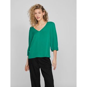 Blouse met V-hals, rug in kant VILA. Viscose materiaal. Maten 36 FR - 34 EU. Groen kleur