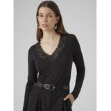 T-shirt met lange mouwen, V-hals in kant VERO MODA. Viscose materiaal. Maten XS. Zwart kleur