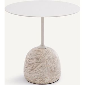 Marmeren en ijzeren metalen bijzettafel Ø45 cm Balastro AM.PM. Marmer, metaal materiaal. Maten één maat. Beige kleur