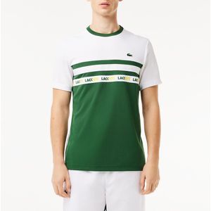 Sport T-shirt met ronde hals, colorblock LACOSTE. Polyester materiaal. Maten XL. Groen kleur