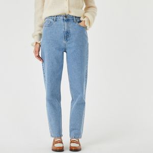 Boyfit jeans met hoge taille LA REDOUTE COLLECTIONS. Denim materiaal. Maten 48 FR - 46 EU. Blauw kleur