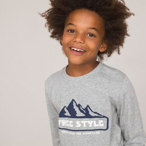 Set van 3 T-shirts met lange mouwen LA REDOUTE COLLECTIONS. Katoen materiaal. Maten 8 jaar - 126 cm. Blauw kleur