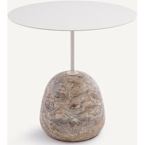 Marmeren en ijzeren metalen bijzettafel Ø60 cm Balastro AM.PM. Marmer, metaal materiaal. Maten één maat. Beige kleur