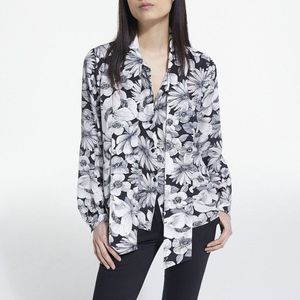 Bedrukte blouse met lavallière THE KOOPLES. Viscose materiaal. Maten 1(S). Zwart kleur