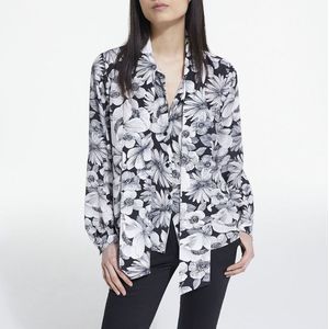 Bedrukte blouse met lavallière THE KOOPLES. Viscose materiaal. Maten 1(S). Zwart kleur