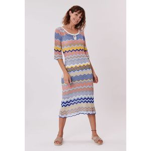 Jurk Hania in tricot DERHY. Viscose materiaal. Maten L. Multicolor kleur