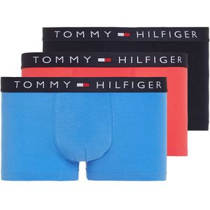 Set van 3 effen boxershorts TOMMY HILFIGER. Katoen materiaal. Maten XXL. Blauw kleur