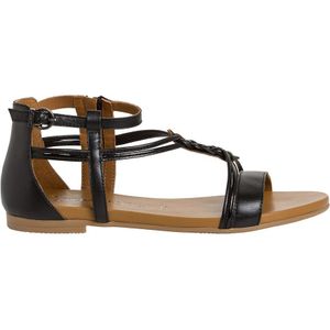 Platte sandalen in leer TAMARIS. Leer materiaal. Maten 37. Zwart kleur