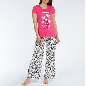 Pyjama, korte mouwen, in jersey Tulipe NAF NAF. Katoen materiaal. Maten S. Roze kleur