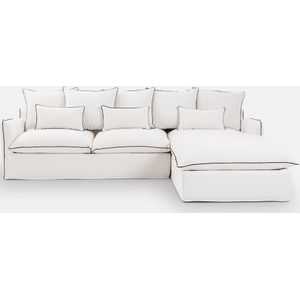 Hoes voor hoekbank, dik linnen, Odna LA REDOUTE INTERIEURS.  materiaal. Maten Longchair hoek links. Wit kleur