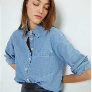 Jeanshemd, lange mouwen LA REDOUTE COLLECTIONS. Katoen materiaal. Maten 48 FR - 46 EU. Blauw kleur