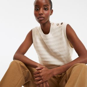 Trui in fijn tricot met ronde hals LA REDOUTE COLLECTIONS. Katoen materiaal. Maten XL. Wit kleur
