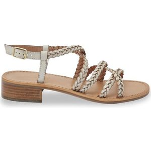 Sandalen met kleine hak Hapiron, in leer LES TROPEZIENNES PAR M BELARBI. Leer materiaal. Maten 38. Beige kleur