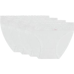 Set van 4 midi slips Coton Stretch DIM. Katoen materiaal. Maten 40/42 FR - 38/40 EU. Wit kleur