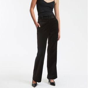 Flare broek in glad fluweel, Signature QUENTIN LA REDOUTE COLLECTIONS. Katoen materiaal. Maten 48 FR - 46 EU. Zwart kleur