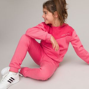 Ensemble hoodie en joggingbroek LA REDOUTE COLLECTIONS. Katoen materiaal. Maten 8 jaar - 126 cm. Roze kleur