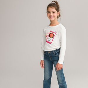 T-shirt met lange mouwen, smartphone print LA REDOUTE COLLECTIONS. Katoen materiaal. Maten 6 jaar - 114 cm. Beige kleur