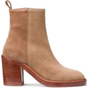 Bottines met rits, hoge hak Slana SESSUN. Onbewerkt leer materiaal. Maten 39. Kastanje kleur