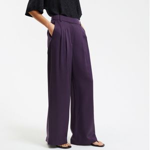 Wijde broek in lyocell met plooien LA REDOUTE COLLECTIONS. Tencel/lyocell materiaal. Maten 52 FR - 50 EU. Rood kleur