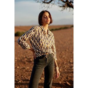 Bedrukte blouse met lange mouwen CATHYA LA PETITE ETOILE. Katoen materiaal. Maten 3(L). Zwart kleur