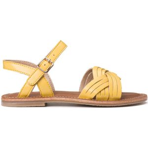 Platte sandalen met gekruiste bandjes LA REDOUTE COLLECTIONS. Polyurethaan materiaal. Maten 33. Geel kleur
