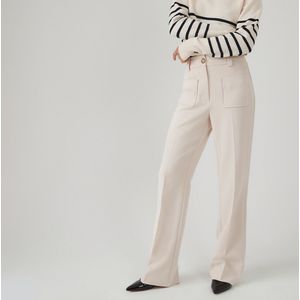 Flare broek, Signature LA REDOUTE COLLECTIONS. Polyester materiaal. Maten 50 FR - 48 EU. Wit kleur