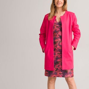 Lang vest, recht model ANNE WEYBURN. Katoen materiaal. Maten 40 FR - 38 EU. Roze kleur