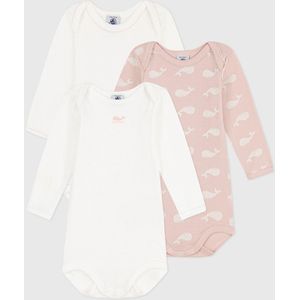 Set van 3 rompers met lange mouwen PETIT BATEAU. Katoen materiaal. Maten 2 jaar - 86 cm. Roze kleur