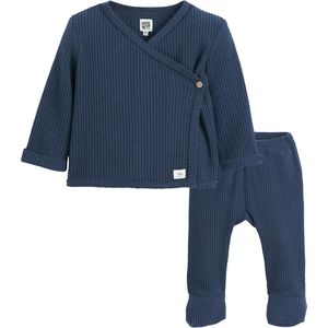 2-delig ensemble hemdje en broek met voeten LA REDOUTE COLLECTIONS. Katoen materiaal. Maten 9 mnd - 71 cm. Blauw kleur