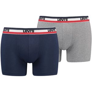 Set van 2 effen boxershorts, logo sportswear LEVI'S. Katoen materiaal. Maten XXL. Blauw kleur