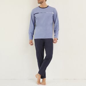 Lange pyjama met logo DANIEL HECHTER LINGERIE. Katoen materiaal. Maten XXL. Blauw kleur