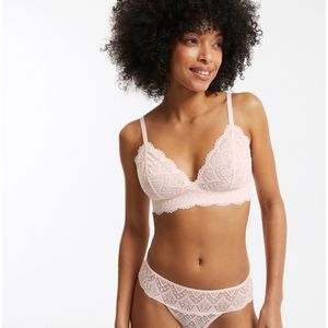 Triangel-BH zonder beugels, Lison LA REDOUTE COLLECTIONS. Kant materiaal. Maten 90B FR - 75B EU. Roze kleur