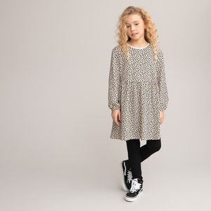 2-delig ensemble, jurk en legging LA REDOUTE COLLECTIONS. Katoen materiaal. Maten 8 jaar - 126 cm. Beige kleur