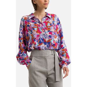 Blouse met lange mouwen en bloemenprint LINDA SUNCOO. Polyester materiaal. Maten 0(XS). Roze kleur